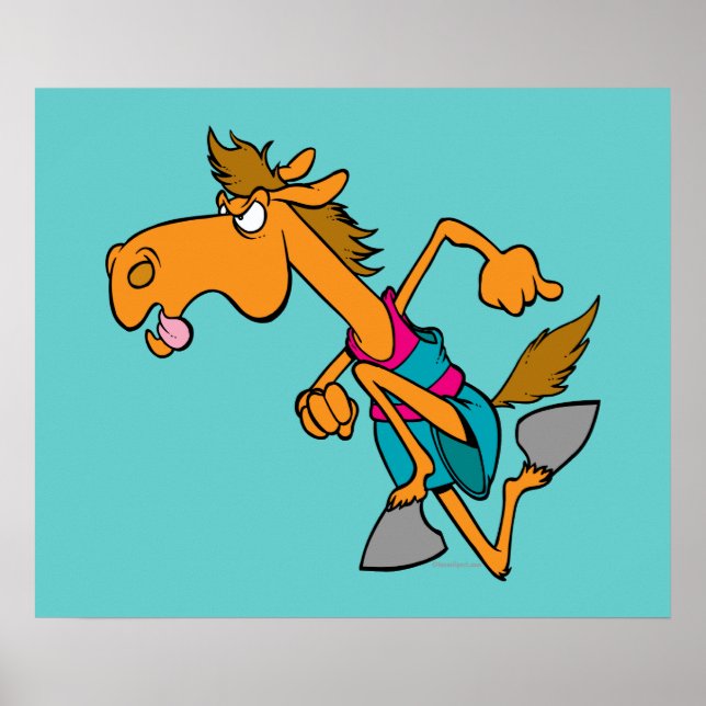 Affiches cheval de course drôle dessin animé de cheval cour (Devant)