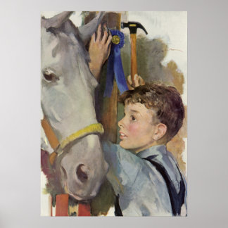 Affiches Cheval de course vintage, gagnant du Ruban Bleu av