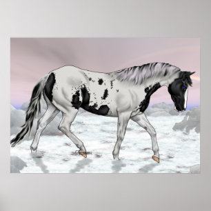 Affiches Cheval de peinture paysage mystique nuageux