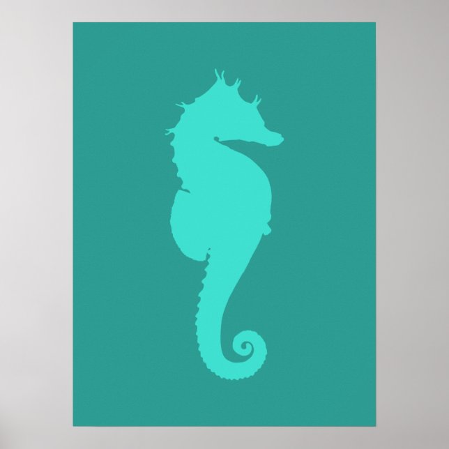 Affiches Cheval Marin Turquoise (Devant)