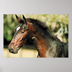 Affiches Cheval Mosaic Effet