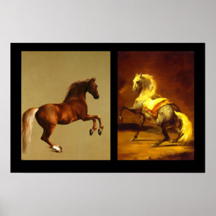 AFFICHES CHEVAL ROUGE ET CHEVAL POMMELÉ GRIS