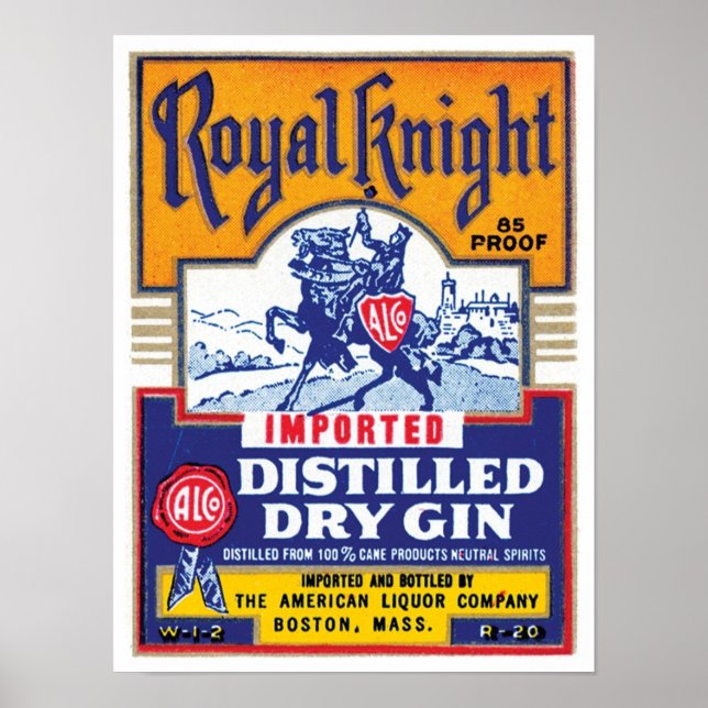 Affiches Chevalier royal Gin distillé (Devant)