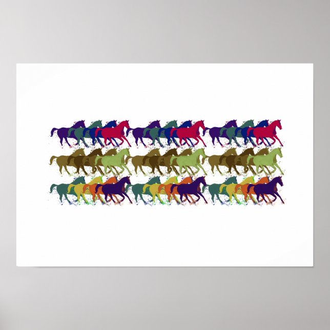 Affiches chevaux colorés (Devant)