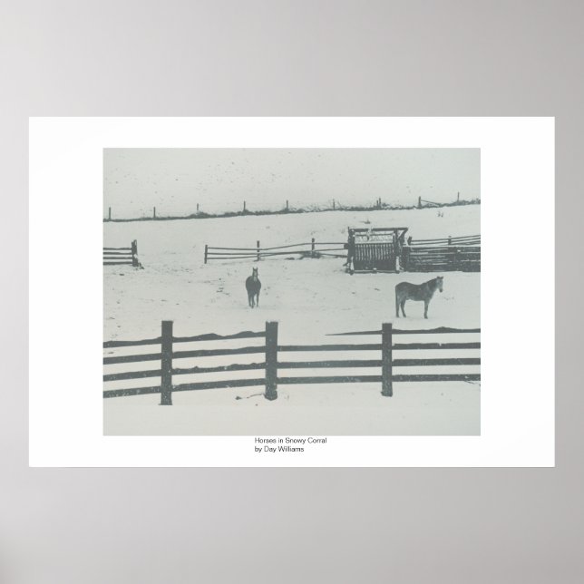 Affiches Chevaux dans Snowy Corral (Devant)