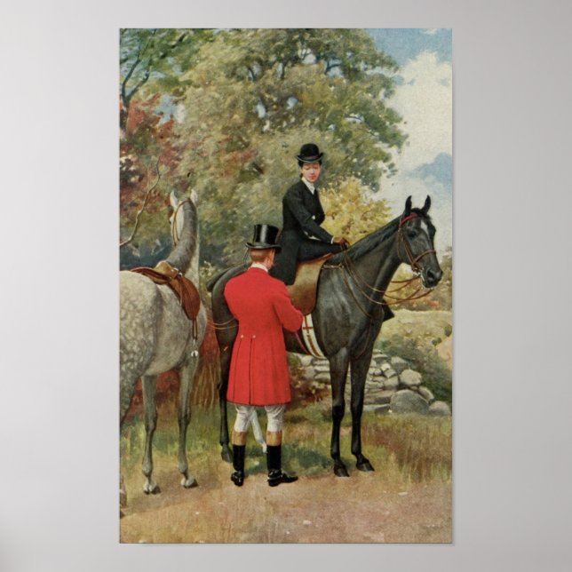 Affiches Chevaux homme vintage femme Equestre (Devant)