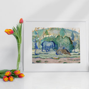 Affiches Chevaux pâturant par Franz Marc, Beaux-arts vintag