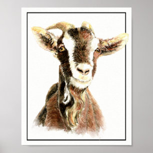 Affiches Chèvre d'animal de ferme d'aquarelle