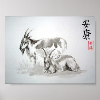 Affiches chèvres chinoises zodiaques