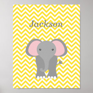Affiches Chevron jaune Elephant Décor personnalisé