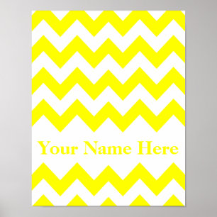 Affiches Chevron jaune gras avec monogramme