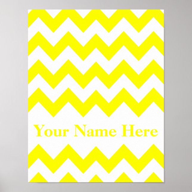 Affiches Chevron jaune gras avec monogramme (Devant)