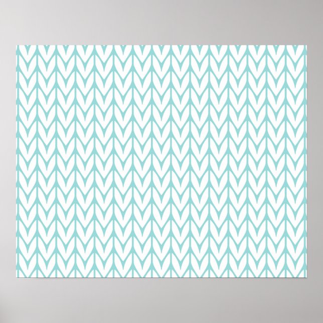 Affiches Chevrons Knit Motif à la menthe douce personnalisa (Devant)