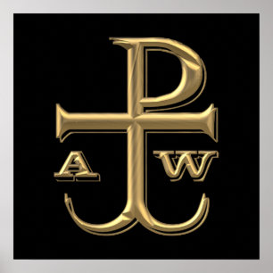 Affiches Chi-Rho en or "3-D" avec Ancre