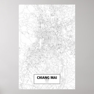 Affiches Chiang Mai, Thailand (black on white)