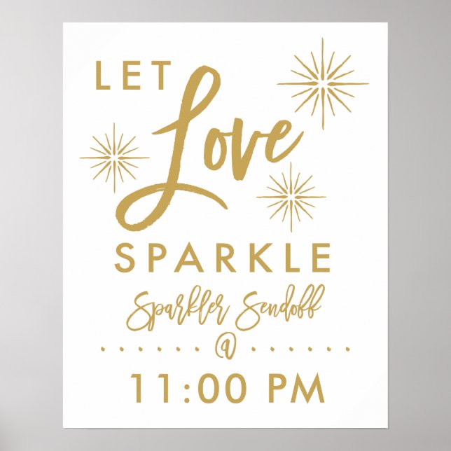 Affiches Chic Hand Lettered Gold Sparkler Sendoff Sign (Devant)