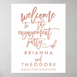Affiches Chic Hand Lettered Rose Engagement Welcome Sign