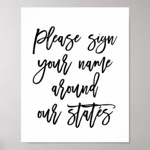 Affiches Chic Lettre À La Main Signer Votre Nom Autour Des