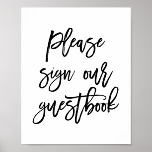 Affiches Chic Mariage Lettré À La Main Signer Notre Livre D