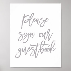 Affiches Chic Mariage Lettré À La Main Signer Notre Livre D
