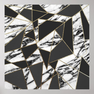 Affiches Chic Modern Gold Marble and Black Geometric