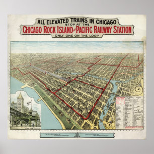 Affiches Chicago a élevé des trains (Poole) 1897 - BMB ÂGÉ