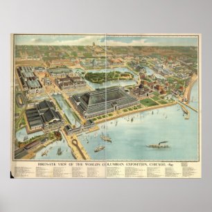 Affiches Chicago Columbian Exposition 1893 Carte panoramiqu