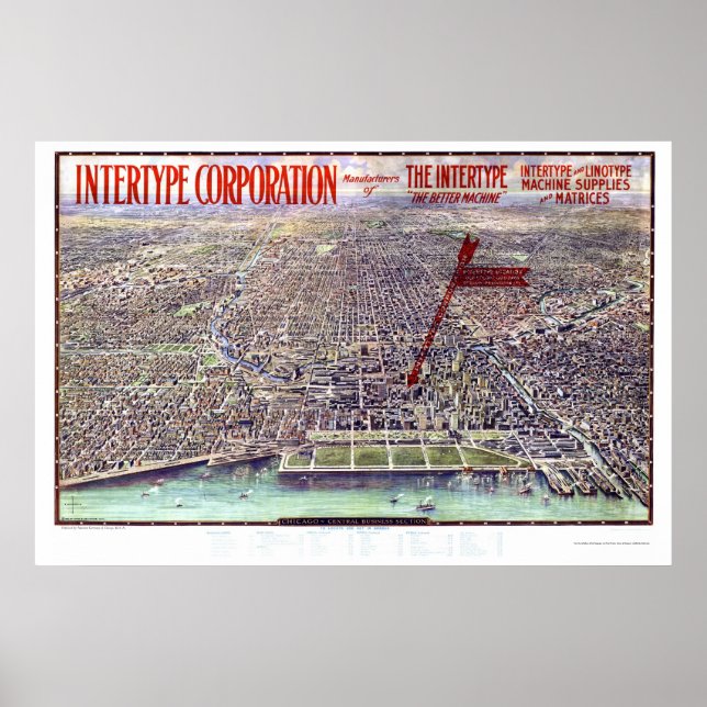 Affiches Chicago, IL Carte panoramique - 1916 (Devant)