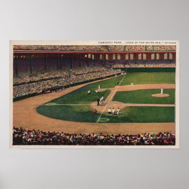 Affiches Chicago, IL - Comiskey Park, Home Plate, Basebal (Devant)