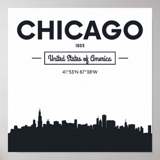 Affiches Chicago, Illinois | Coordonnées de la ville (Devant)