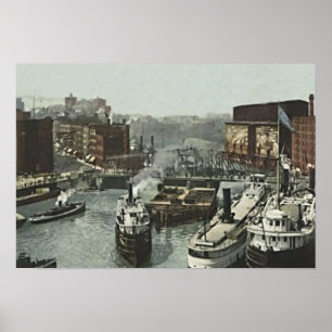 Affiches Chicago, Illinois Rush Street au Chicago River