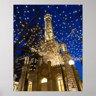 Affiches Chicago, l'Illinois, vieille tour d'eau avec des