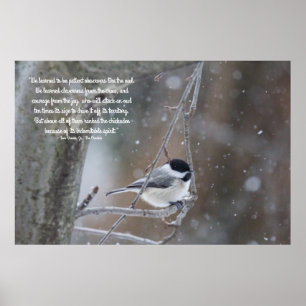 Affiches Chickadee noir dans la neige - Texte amovible