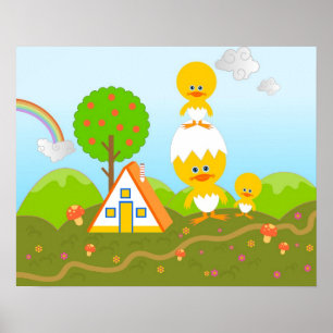 Affiches Chicks and orange tree