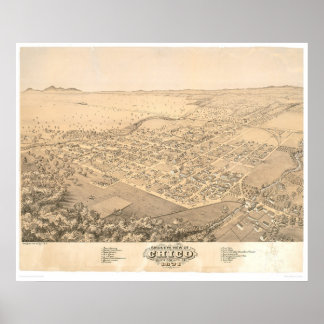Affiches Chico, CA. Carte panoramique 1871 (0272A)