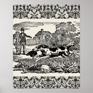 Affiches Chien courant art animal antique illustration vict