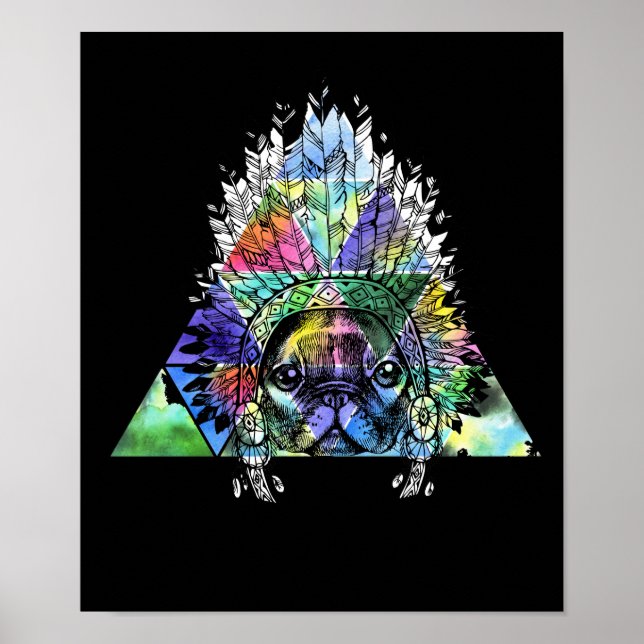 Affiches Chien de Carlin indien Hipster (Devant)