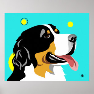 Affiches Chien de montagne bernois coloré
