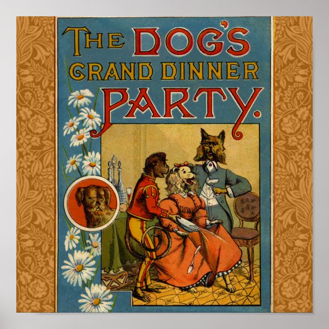 Affiches Chien Dinner Party Chien Vintage illustration (Devant)