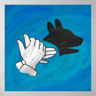 Affiches Chien Ombré sur bleu