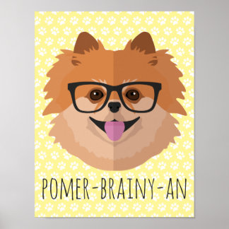Affiches Chien Poméranien En Verres Nerd | POMER-BRAINY-AN
