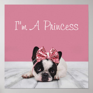 Affiches Chien-taureau français en rose