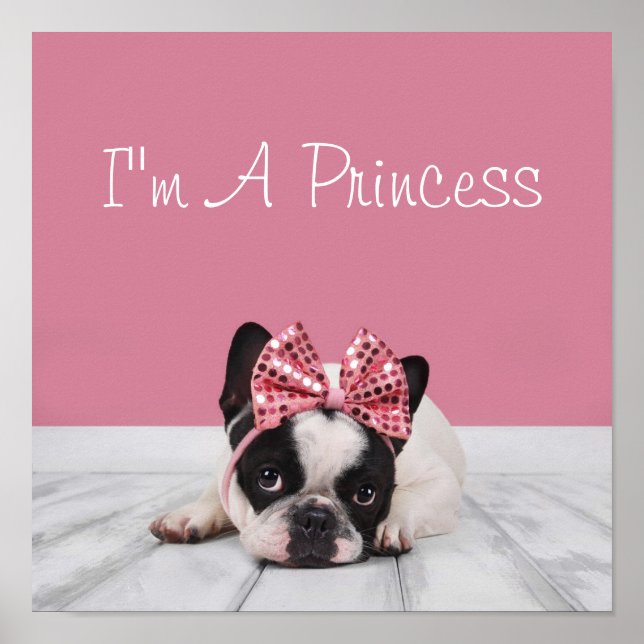 Affiches Chien-taureau français en rose (Devant)