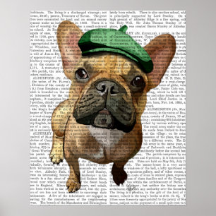Affiches Chien-taureaux français Brown avec Casquette vert