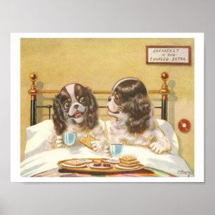 Affiches Chiens ayant petit déjeuner en Bed