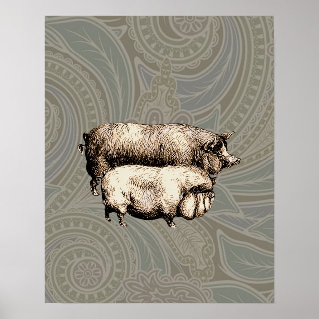 Affiches Chiens d'antiquités dessin Vintage (Devant)