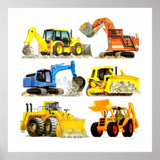 Affiches Chiffre de construction pour enfants massif et exc