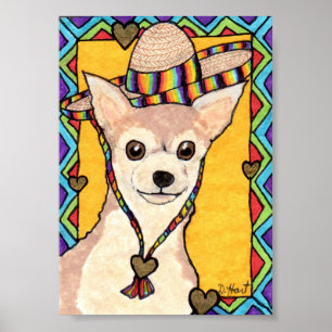 Affiches Chihuahua et Rainbow Sombrero Mini Art folklorique