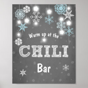 Affiches Chili Bar signe Blue Winter snowflakes Chilly Boy