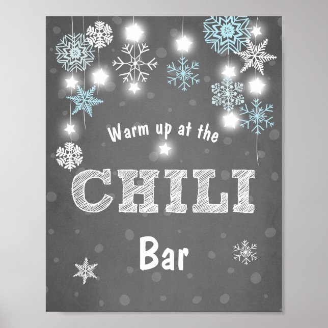 Affiches Chili Bar signe Blue Winter snowflakes Chilly Boy (Devant)